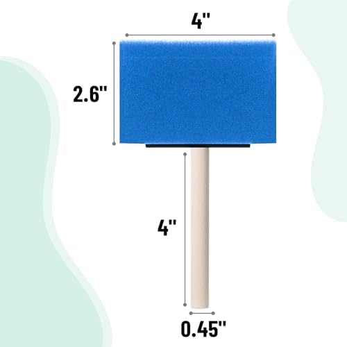 Bates- Foam Paint Brushes, 4 Inch, 40 Pack, Blue Foam Brushes for Painting with Lightweight Wooden Handles