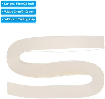 PATIKIL 240pcs Quilling Strips Paper 1/8"(3mm) 21"(54cm) Origami Paper Quilling Strip for Art DIY Hand Craft Christmas, Cream White
