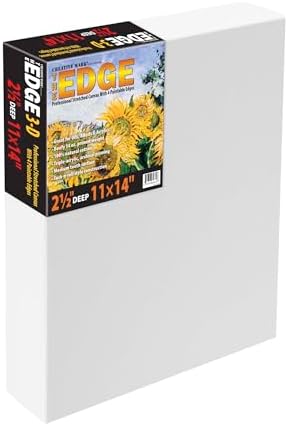 Creative Mark The Edge Deluxe Cotton 2-1/2 in. Deep Stretched Canvas for Painting, 11x14 9-Pack, 14oz. Primed Weight, Universal Archival Priming, Medium Tooth, Frameless Artwork Canvas for Painters
