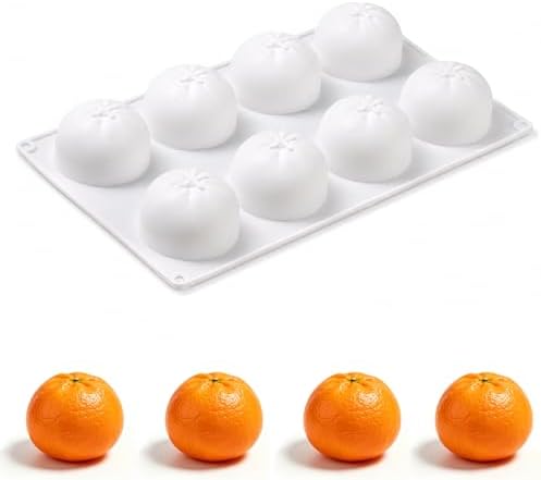 3D Orange Mold, 8 Cavity Citrus Silicone Mold, Fruit Shaped Baking Mold