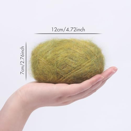 NICEEC 2 Skeins Long Pile Mohair Yarn 2.82oz/788yds - Grass