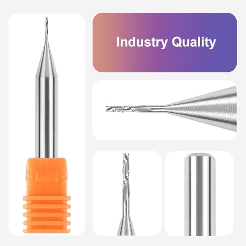 SpeTool Carbide Upcut Inlay Router Bit 1/32 Inch Cutting Diamter 1/4 Inch Shank CNC Spiral End Mill Plunge Cut for Wood Engraving Carving