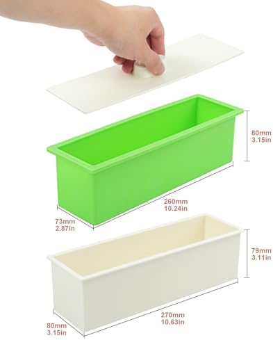 Set of 6, 42 oz Green Soap mollds, Soap Loaf Box Kit, Soap Bar Box for DIY Supplies for Soap Making(6 Plastic Boxes & 6 Silicone Boxes and 6 Lids)