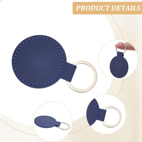 10 Colors Round PU Leather Keychain Blanks Double Side Leather Keychain Kits with Key Rings Sublimation Key Fob Keyring Holder Bulk for DIY Craft Present Making Birthday Gift