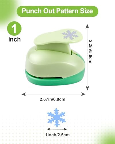 UCEC Craft Snowflakes Paper Punch, Light Green, 1-Inch Pattern Size, Decorative Shape Cutter for Paper Projects