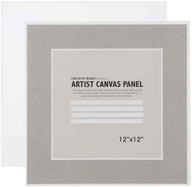 Creative Mark Cotton Canvas Panels 12x12" - 12 Pack - Professional Quality Fine Weave Acrylic Primed Artist Canvas Boards for Painting, Acrylics, Studios, & More