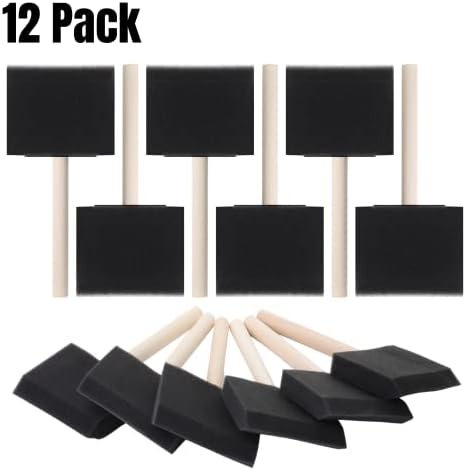 Bates 3-Inch Foam Paint Brushes, 12 Pack - Sponge Brushes for Painting, Staining, and Mod Podge