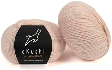 100% Baby Alpaca Yarn for Knitting & Crocheting - Set of 2 Skeins of Premium Yarn DK - Lightweight, Hypoallergenic & Thermal Peru Made - Ideal for Delicate Projects (RE095 - Baby Pink)