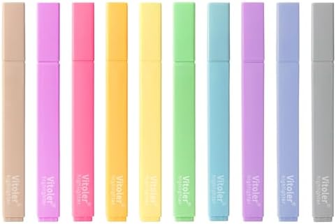 Vitole Cute Highlighters Set,Assorted Color,Quick Dry,Cute School Supplies | 10Pcs Aesthetic, Pastel,No Bleed,Dry Fast, Bible Study for Journaling Planner Notes
