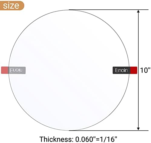 Enoin 2pcs 10 Inch Round Clear Acrylic Sheets Plexiglass Sheet 1/16 Inch Thick Disc Circle Plastic Sheet 0.060", Transparent Board Panel for Glass, DIY Project,Picture Frame,Paintings, Art Craft