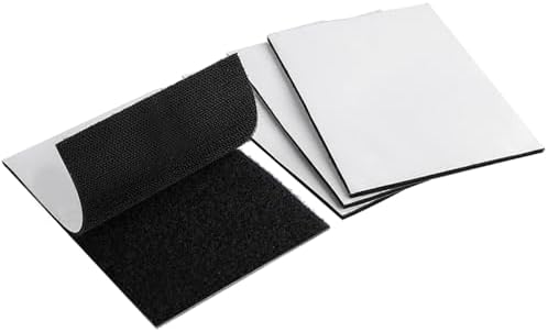 Melsan 4x6 Inch Hook and Loop Tape Heavy Duty - 4 Sets - Strong Back Adhesive Fastener for Home Office Indoor Outdoor Use - Instead of Holes and Screws, Black