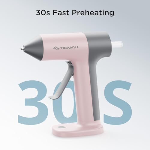 Tilswall Cordless Hot Glue Gun W106 with 30s Fast Preheating Pink