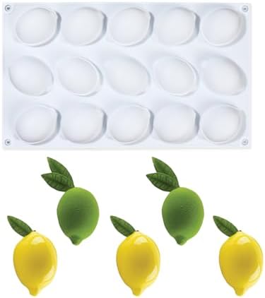 Lemon Silicone Molds, Small Size 15-Cavity Lemon Shape Cake Mousse Mold, Non-Stick 3d Lemon Fondant Molds Baking Pan Bakeware For Diy Chocolate Jelly Fondant Candy Pastry Candy Cupcake Candle Soap