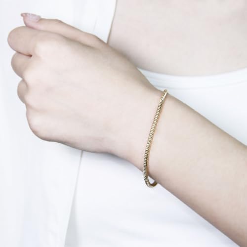 Exway 10 Pcs Snake Charm Bracelet Chain 8.0 Inch Gold Charm Bracelet Kit Snake Chain Bracelets Chain for Christmas DIY Women Jewelry Making Gifts