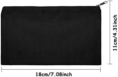 Gejoy 10 Pack Blank Canvas Cosmetic Bags Zipper Pouch DIY,S,Black