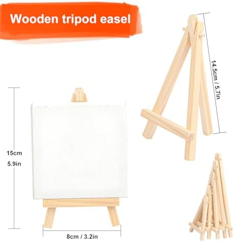 Yiksonyo 80 Pack 5.7 Inch Wooden Easel, Tabletop Wood Easels, Small Wooden Easel for Painting, Art, and Crafts