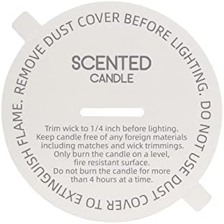 CandMak Candle Dust Covers, 160pcs Printed White Matte Candle Dust Lid with Pull Tab for Candle Making (2.25")