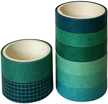 ZDOLAKIDS 8 Rolls Washi Tape Set Basic Green Solid Color Adhesive DIY Label Masking Tapes for Scrapbooking Journaling Planner Letter Envelope Paper Work Art Craft Decoration