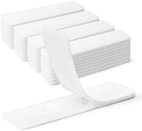 Art3d 40 Sets Hook and Loop Tape, 1"x 4" Sticky Back, Heavy Duty, White