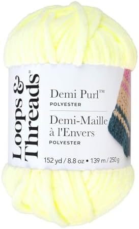 Loops & Threads Demi Purl Yarn – Super Bulky 100% Polyester, Soft Plush Chenille Yarn for Knitting & Crochet, Ideal for Blankets, Hats, Scarves & Crafts, Green Essence