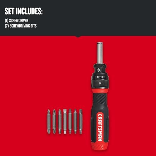 CRAFTSMAN Ratcheting Screwdriver,SpeedDrive,2” Double Ended Bits Included,Handle Holds Up To 6 Bits (CMHT68129),(Pack of 4)