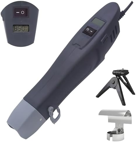 mofa Mini Variable Temp Heat Gun 350W 250℉~850℉(150℃- 450℃) Fast Heating,LCD Digital Display Hot Air Gun Tools with Reflector Nozzle&Tripod Overload Protection for Crafting,Embossing,Drying (Black)