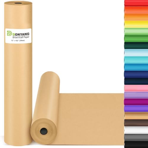 Brown Wrapping Paper, Kraft Paper Roll, Craft Decorative Paper 15" x 450"