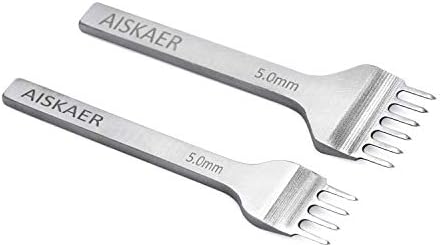 Aiskaer Leather Stitching Punch Set, Diamond Chisel Tools, 5mm White Steel 1/2/4/6 Prong for Leather Craft DIY