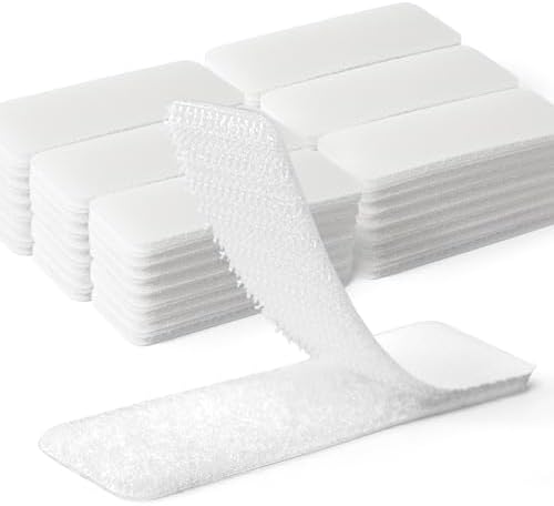 Art3d 48 Sets Hook and Loop Tape, 3"x 1" Sticky Back, Heavy Duty, White