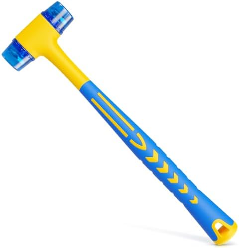 Small Plastic Mallet Hammer 4.9 Oz, Dual 1",25mm Heads, 9.6 Inch Long