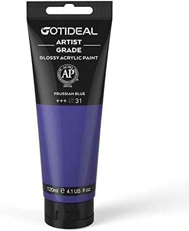GOTIDEAL Acrylic Paint Prussian Blue Tubes(120ml, 4.1 oz) | Non Toxic, Non Fading, Rich Pigments,for Painters, Adults & Kids,Ideal for Canvas Wood Clay Fabric Ceramic Craft Supplies