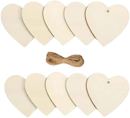 10pcshandicraft Wood Heart, Blank Wood Ornaments3.5X3in Used for Painting and Decoration DIY Technology, Hanging skrnrhrery