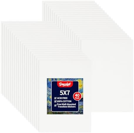 Canvas for Painting - 40 Pack 5x7 Painting Canvas Boards,Free Wall-Mounted Traceless Stickers,Suitable for Painting Supplies, Acrylic, Oil, Watercolor, and Tempera.