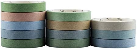 YUBBAEX 12 Rolls Washi Tape Set Natural Color Decorative Tapes for Arts, DIY Crafts, Journals, Planners, Scrapbook, Wrapping Wide -Salty Morandi- (Salty, 8mm x 12Rolls)