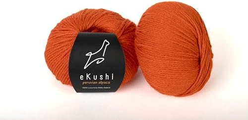 100% Baby Alpaca Yarn for Knitting & Crocheting - Set of 2 Skeins of Premium Yarn DK - Lightweight, Hypoallergenic & Thermal Peru Made - Ideal for Delicate Projects (RE250 - Rust)