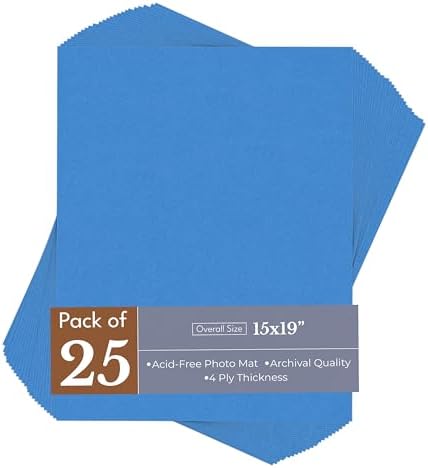 Bay Blue 15x19 Uncut Premium Mat Board - No Opening - 25 Mats