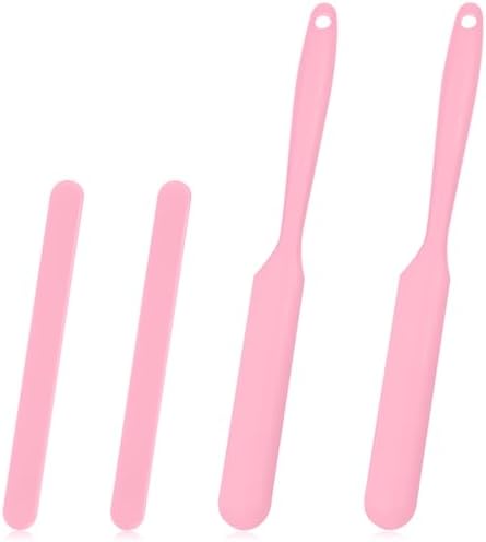 Gartful Silicone Stir Sticks Kit for Epoxy, 2pcs Large Spatula for Resin, 2pcs Large Silicone Stirring Sticks, Reusable DIY Craft Tool for Mixing Resin, Paint, Waxing, Liquid, Set of 4, Pink