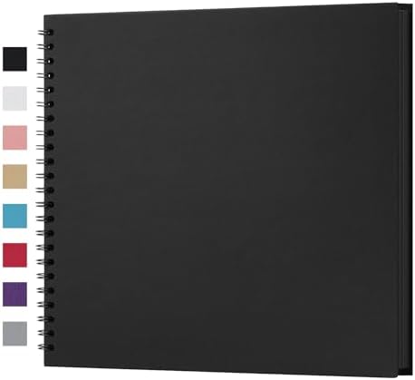 potricher 12 x 12 Inch Large DIY Scrapbook Photo Album 40 Pages, Black | Thick Kraft Paper Scrap Book Photo Albums, Memory Book for Wedding, Anniversary, Baby, Family, Travel, DIY Projects