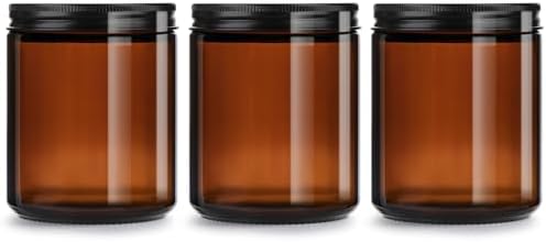 GIVAMEIHF 8oz Amber Glass Jars with Lids (3 Pack) - Empty Candle Jars for making candles,Cosmetic Jar,Amber Containers with Lids for Creams,Lotions,Spices