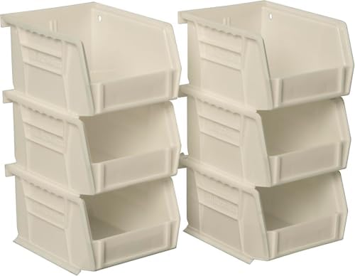 Akro-Mils 30210 AkroBins Plastic Storage Bins, 5"x4"x3", Stone, 6-Pack