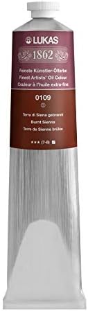 Lukas 1862 Professional German Oil Paint, Burnt Sienna 200 mL - w/Beeswax & Non-Yellowing Sunflower Oil, Short Drying Time, Smooth, Outstanding Lightfastness