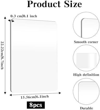 8 Pcs Clear Acrylic Cutting Pads, 8.7x6.1x0.1 Inch Transparent Die Cutting Plates for Embossing Machines, Cuttings Mats for Machines & Craft Pads for Card Making Scrapbooking