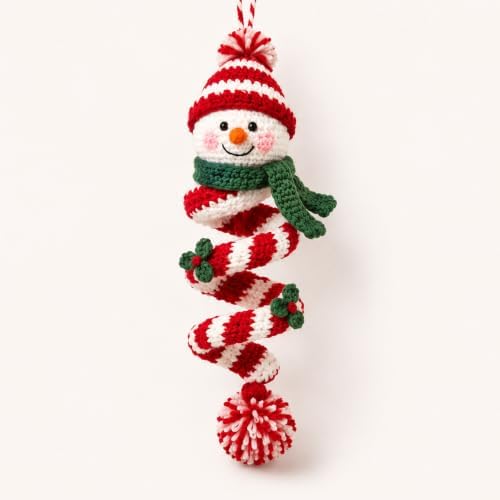 Crochet Snowman Spiral Ornament DIY Kit, Christmas Craft for Adults