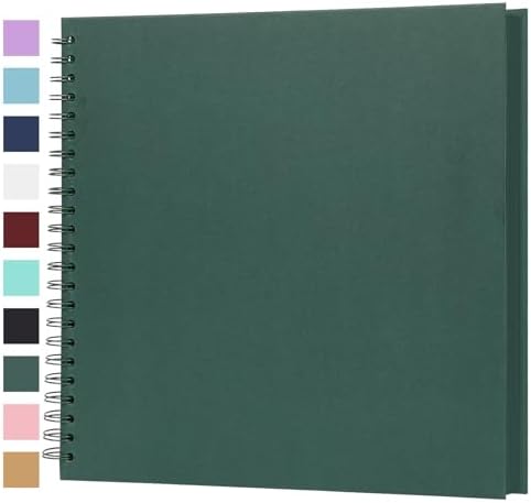 Scrapbook Album 12x12 Inches 100 Pages Hardcover Kraft Paper Green