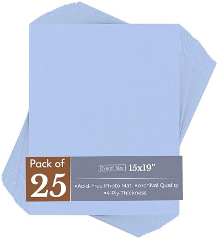 Fountain Blue 15x19 Uncut Premium Mat Board - No Opening - 25 Mats