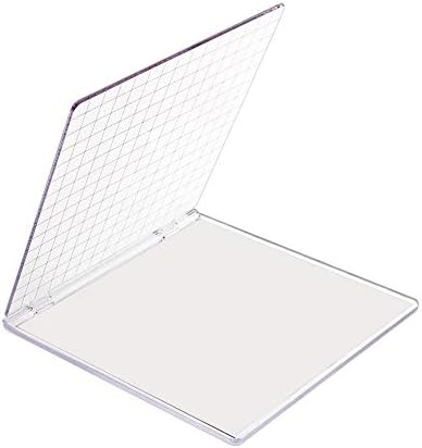 PH PandaHall Acrylic Stamp Block for Card Making, 5.9x6.1" Perfect Positioning Stamping Tool Clear Stamping Platform Scrapbook Craft Stamping Blocks with Grid Lines for Journaling Holiday Cards