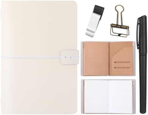 Thenshop Leather Travel Notebook 3 Inserts,White,A5 Size