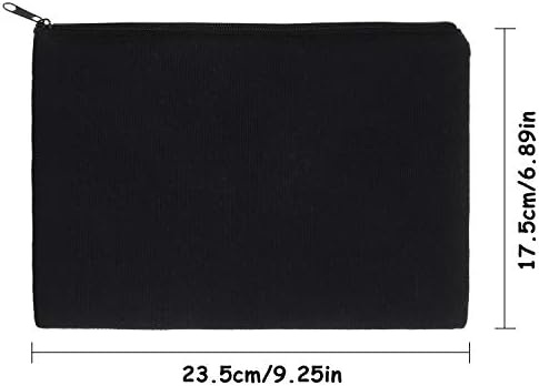 Gejoy 10 Pack Blank Canvas Cosmetic Bags Zipper Pouch DIY,L,Black