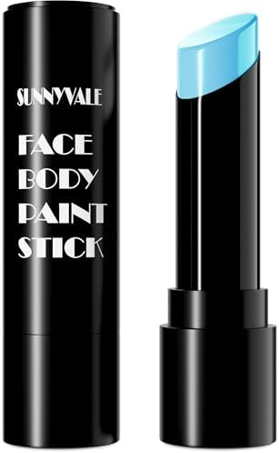 SUNNYVALE Halloween Light Blue Face Body Paint Stick Crea,Sweatproof Eye Black for Adults Sports, Hypoallergenic Grease Foundation Makeup for Nightmare Corpse Bride Avatar Sally Cosplay Costume