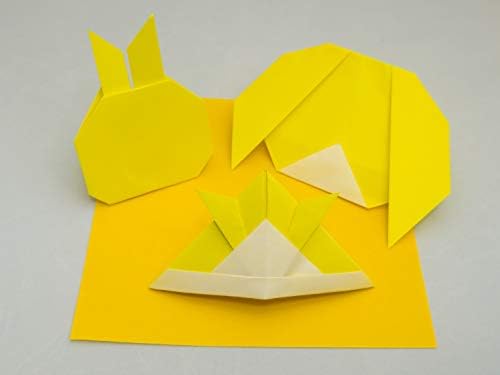 [Taro's Origami Studio] Standard 6 Inch One Sided Single Color (Yellow) 50 Sheets (All Same Color) Square Easy Fold Premium Japanese Paper for Beginner (Made in Japan)